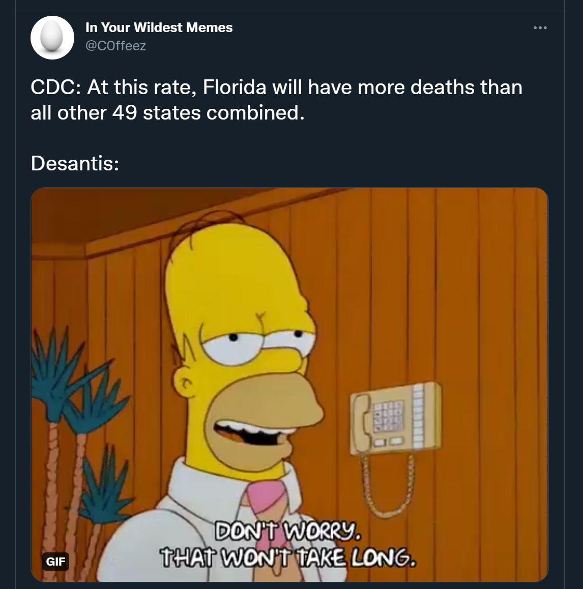 In Your Wildest Memes ef05Tv4 CDC At this rate Florida will have more deaths than all other 49 states combined Desantis el g