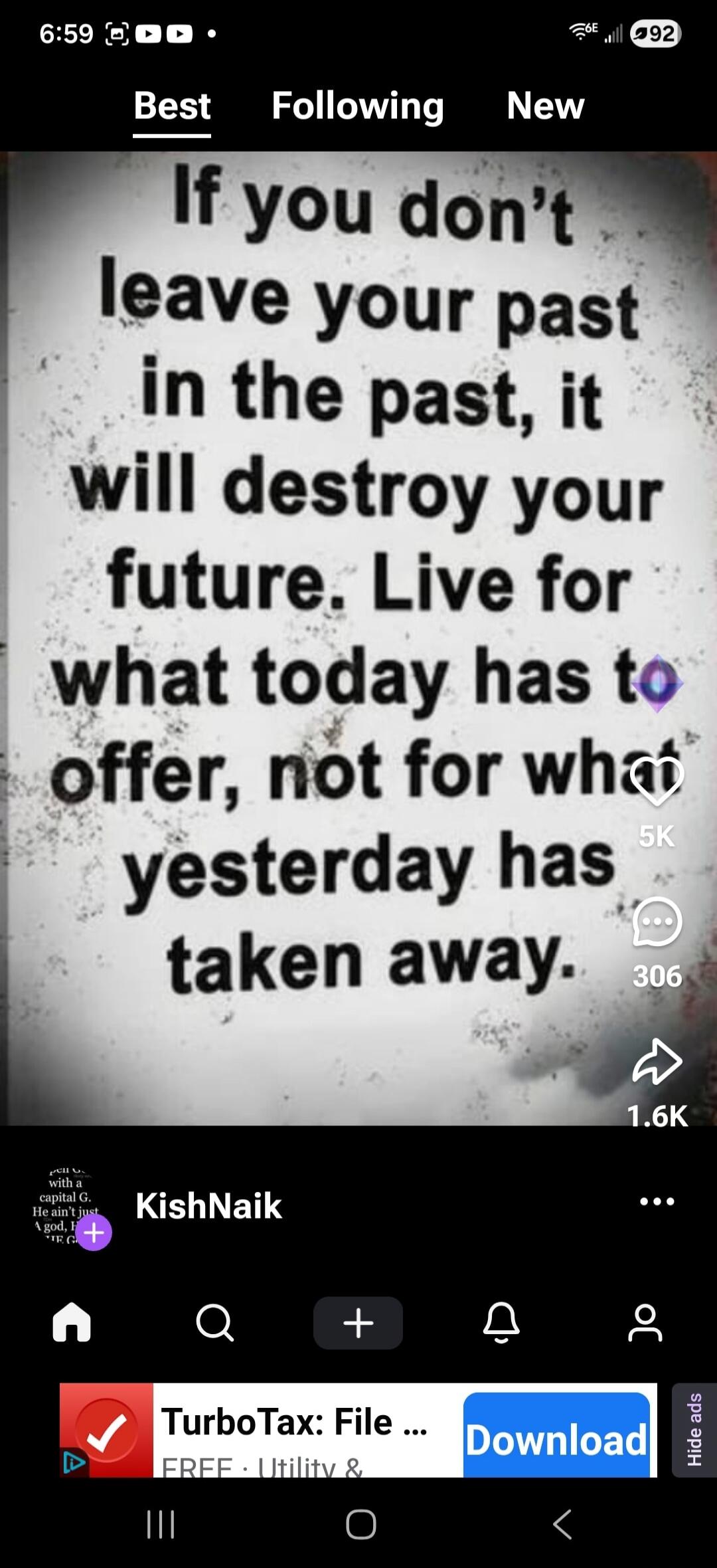If you don't leave your past in the past, it will destroy your future. Live for what today has to offer, not for what yesterday has taken away.