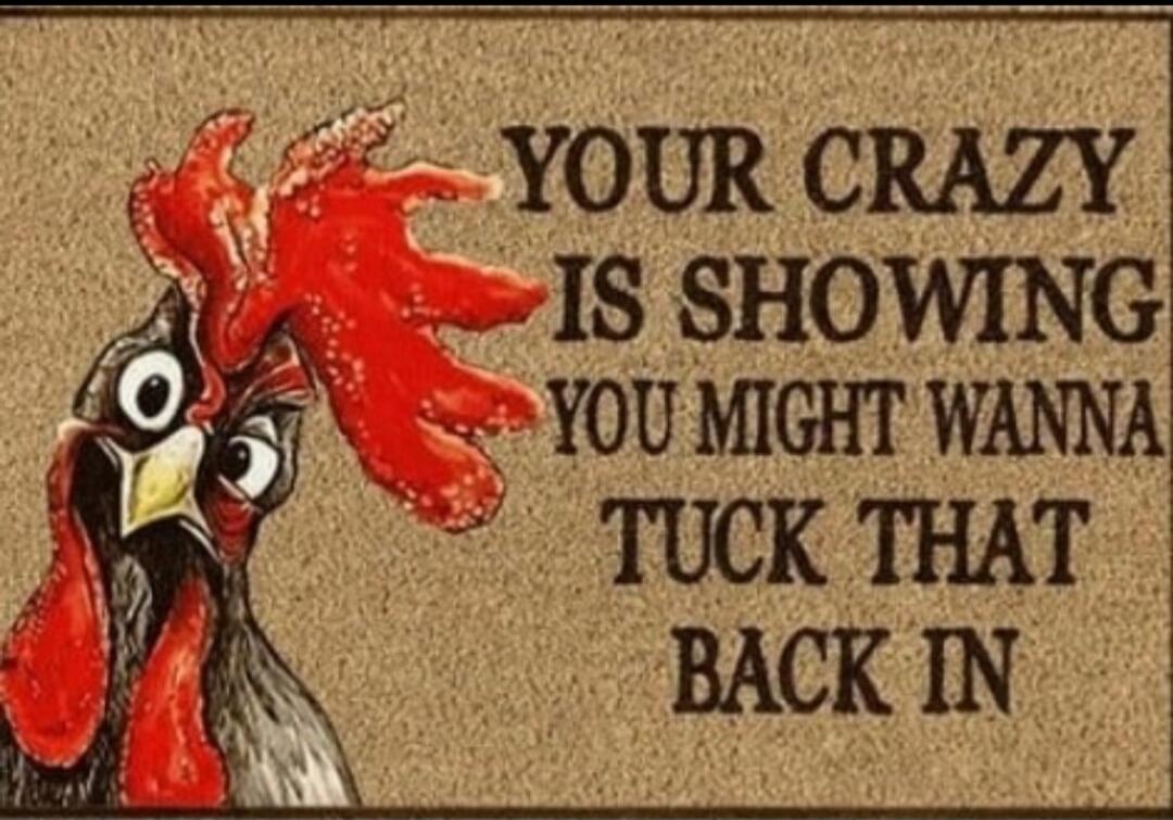 YOUR CRAZY IS SHOWING YOU MIGHT WANNA TUCK THAT BACK IN