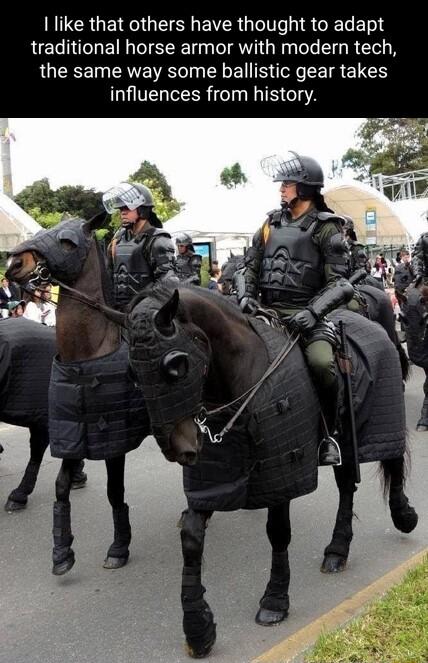 RILERGENRGIEE EVER T IR R E Lol traditional horse armor with modern tech the same way some ballistic gear takes influences from history
