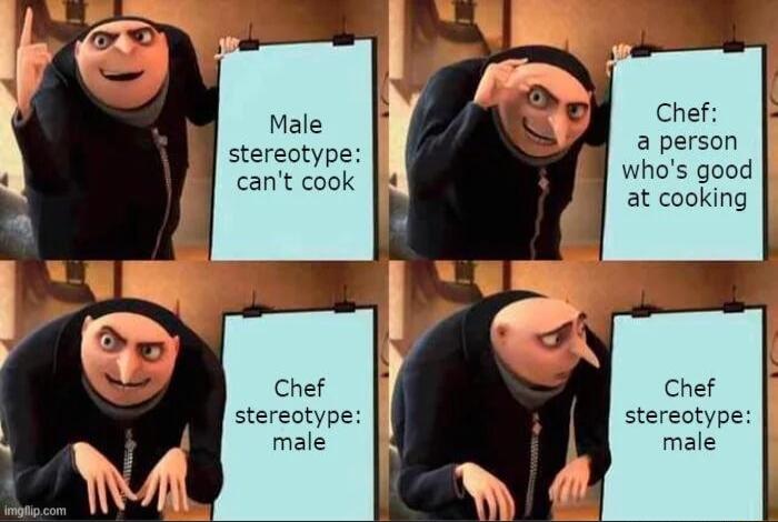 Male stereotype cant cook