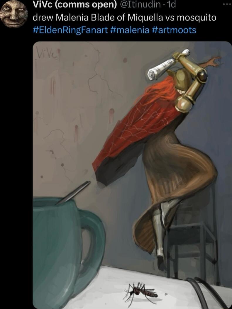 ViVec comms open Itinudin 1d drew Malenia Blade of Miquella vs mosquito EldenRingFanart malenia artmoots