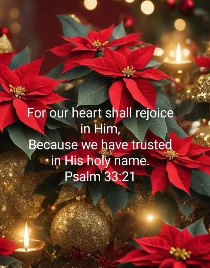 For our heart shall rejoice in Him, Because we have trusted in His holy name. Psalm 33:21