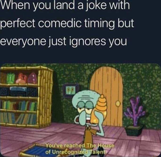 vwhen you land a Joke with perfect comedic timing but everyone just ignores you