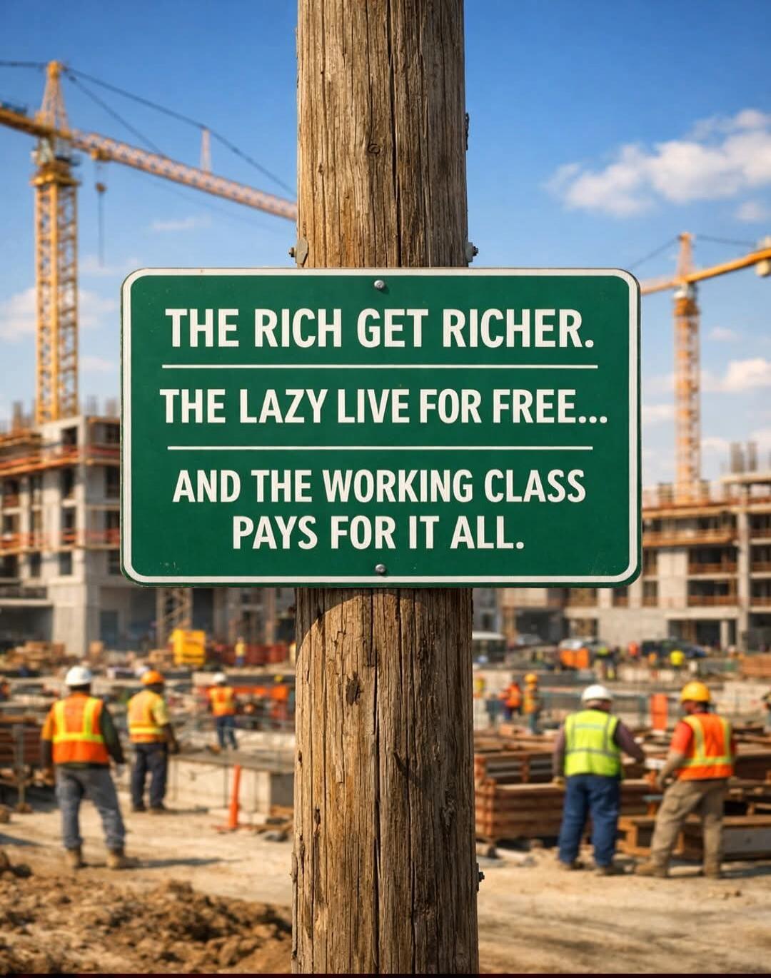 THE RICH GET RICHER. THE LAZY LIVE FOR FREE... AND THE WORKING CLASS PAYS FOR IT ALL.