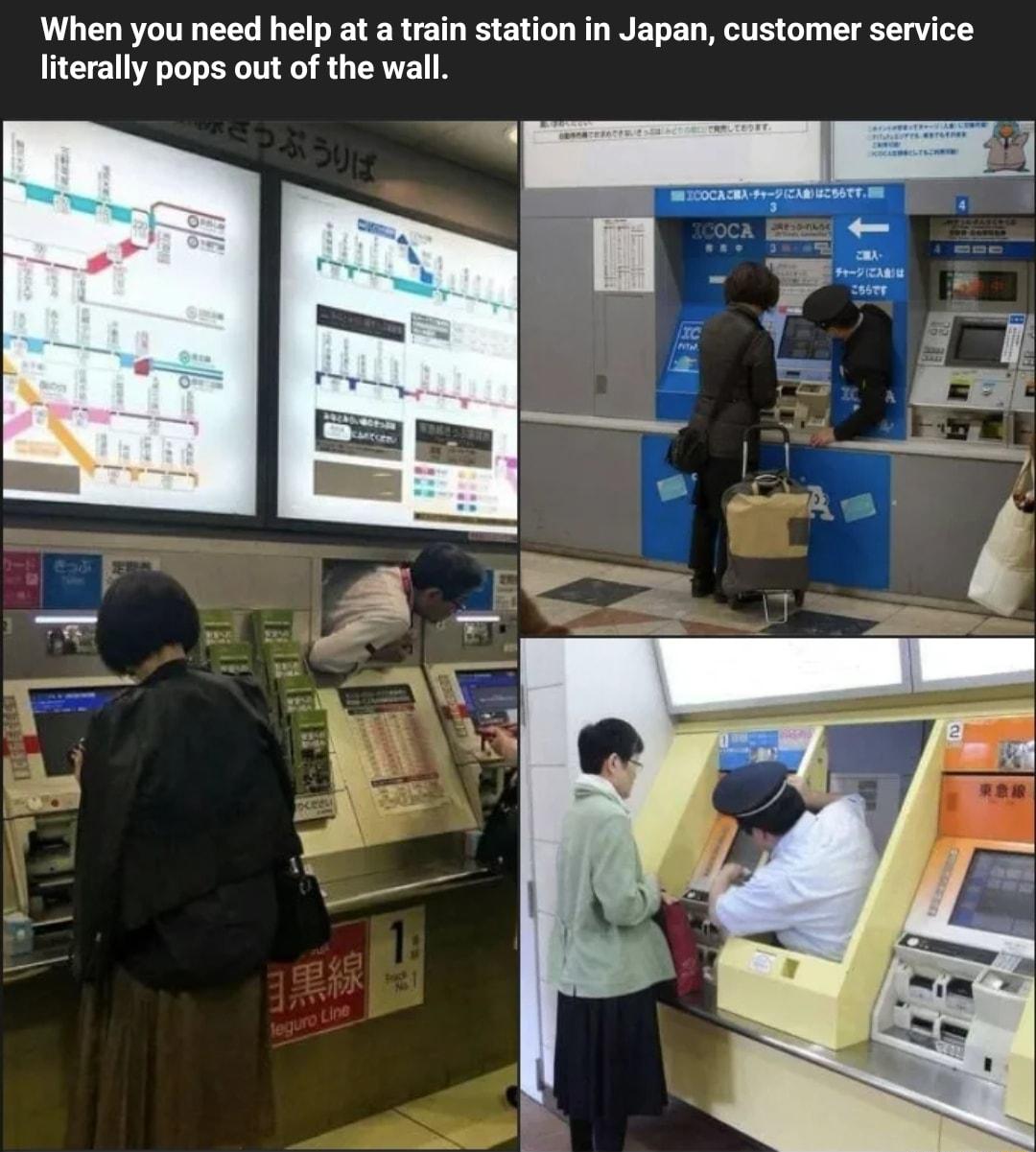 When you need help at a train station in Japan customer service literally pops out of the wall