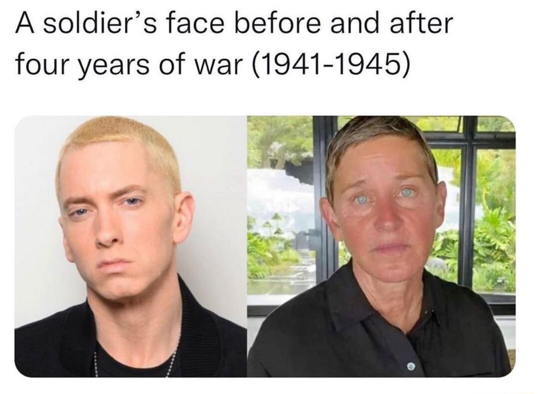 A soldiers face before and after four years of war 1941 1945