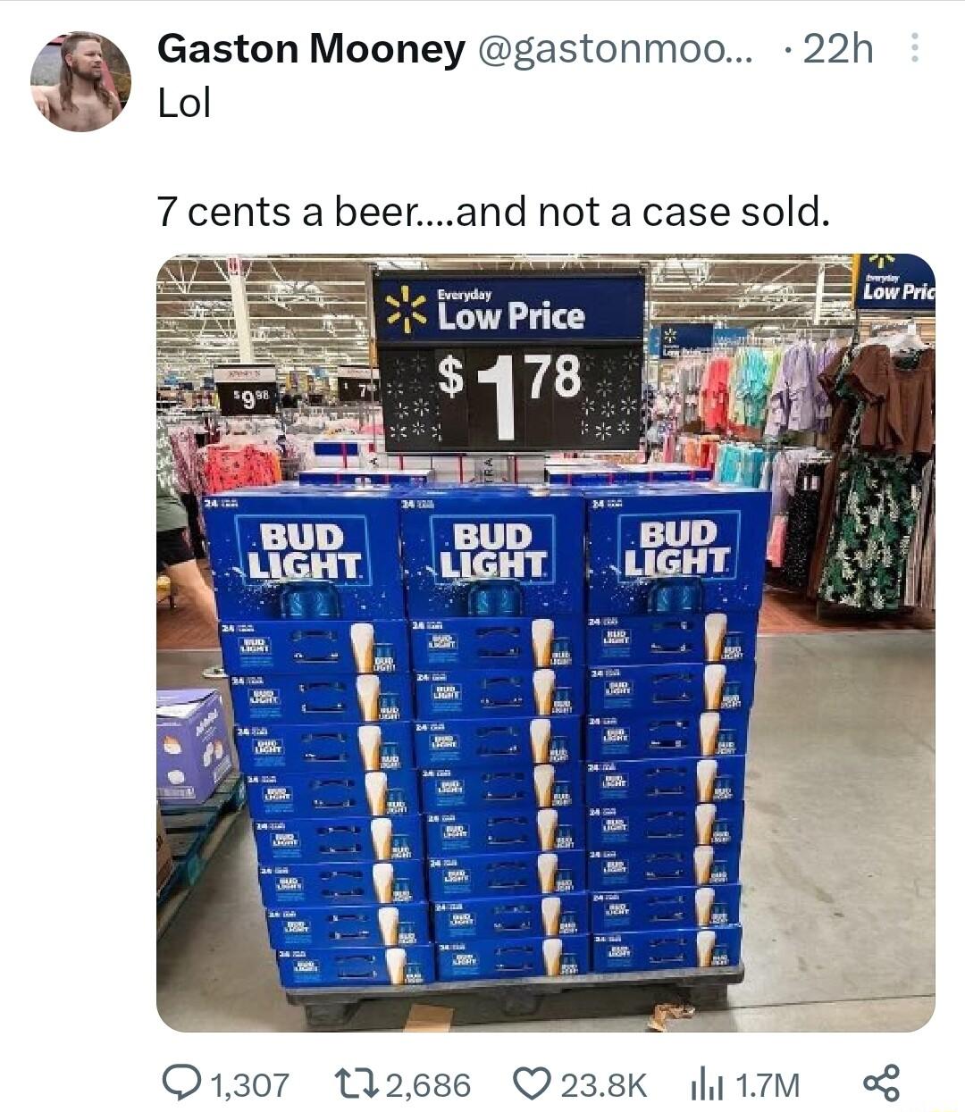 R Gaston Mooney gastonmoo 22h Y Lol 7 cents a beerand not a case sold 1307 112686 Q238K h17M o