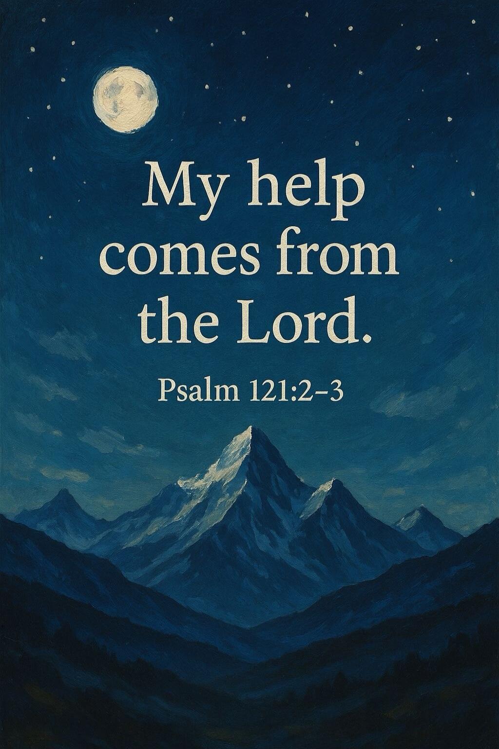 My help comes from the Lord. Psalm 121:2-3