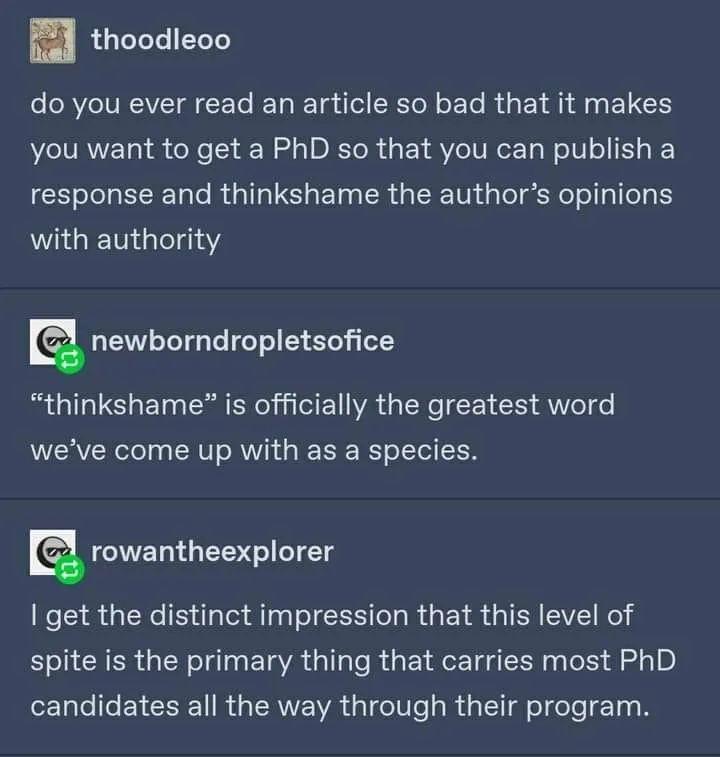 L oL Lo TeTe o ORV VRV CETo Ty T l RN o ET R EY I A ELCH W IVRYE T o Xo 1 RWad o DI ToR o V eIV R e Ta W o10 o IS o I response and thinkshame the authors opinions with authority E LY TeT g Te e o 70 o1 thinkshame is officially the greatest word weve come up with as a species E rowantheexplorer get the distinct impression that this level of spite is the primary thing that carries most PhD eETale EY