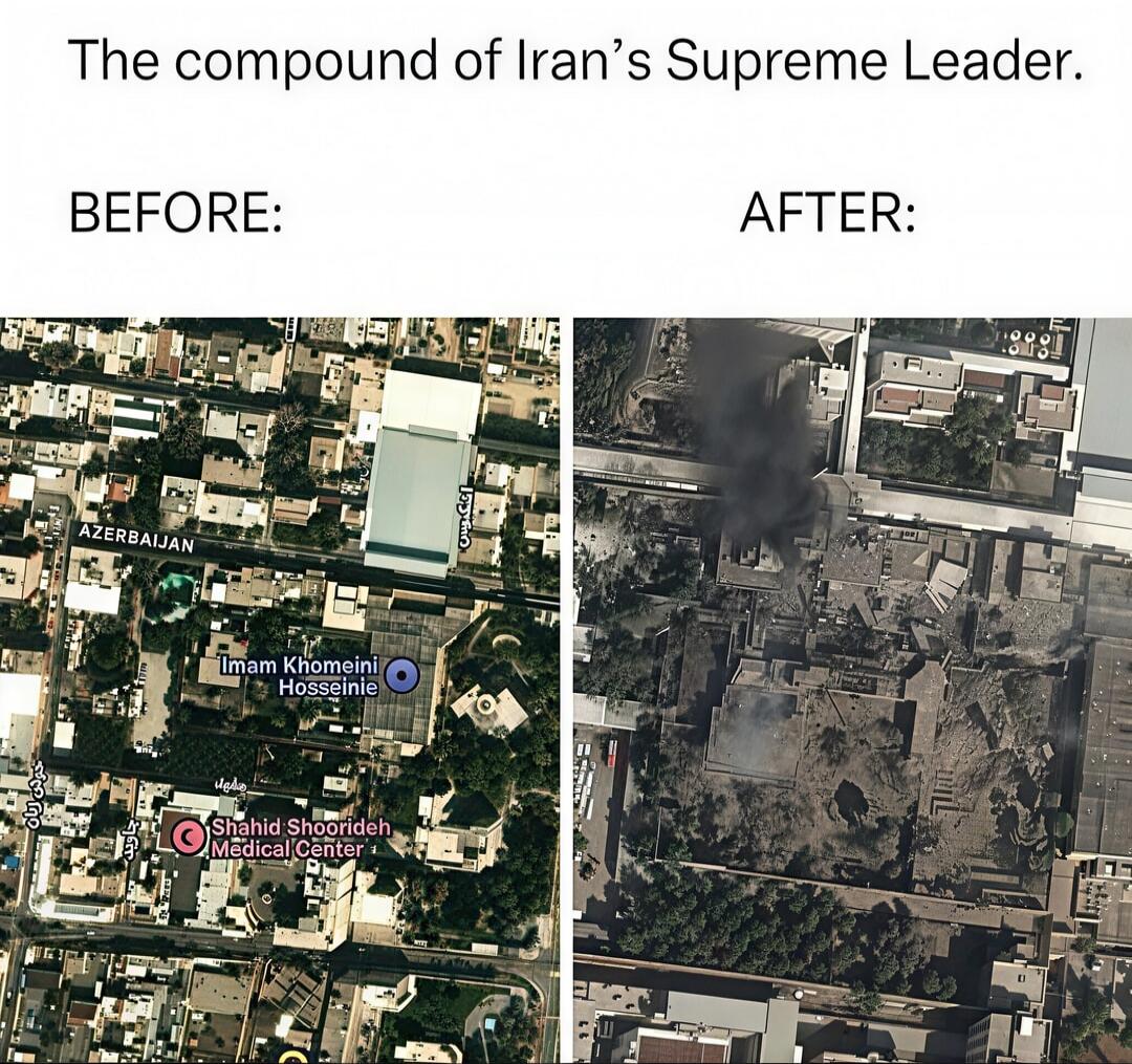 The compound of Iran’s Supreme Leader. BEFORE: AFTER:
