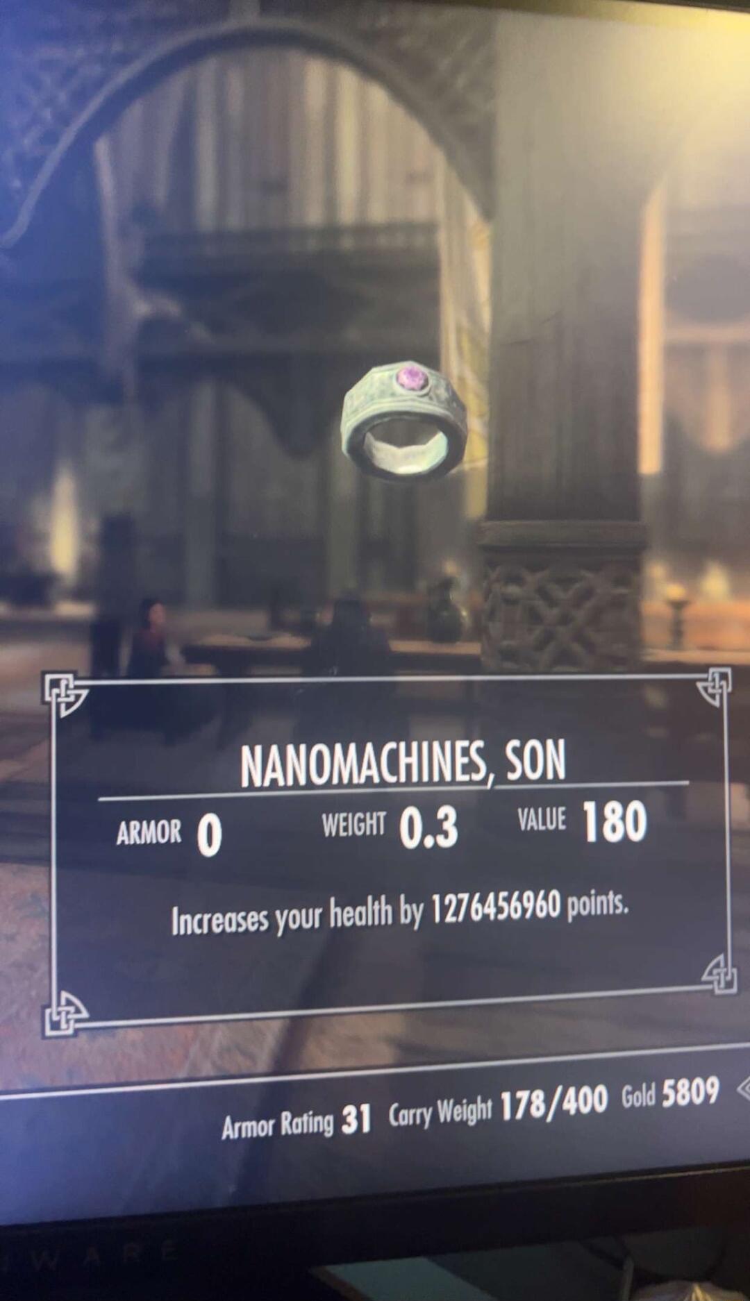 NANOMACHINES SON weerr 03 VAt 180 Increases your health by 1276456960 points or ki 31 Gy e 178400 43800