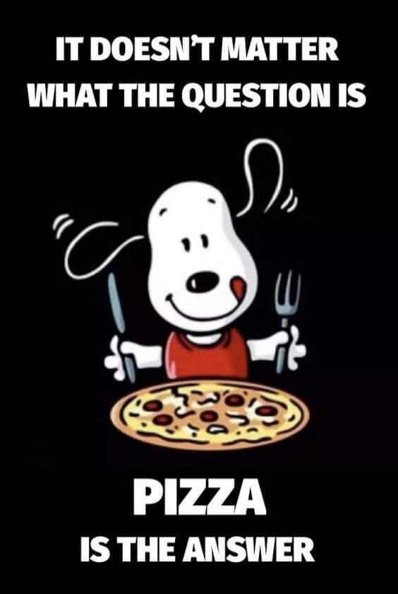 IT DOESN'T MATTER WHAT THE QUESTION IS PIZZA IS THE ANSWER