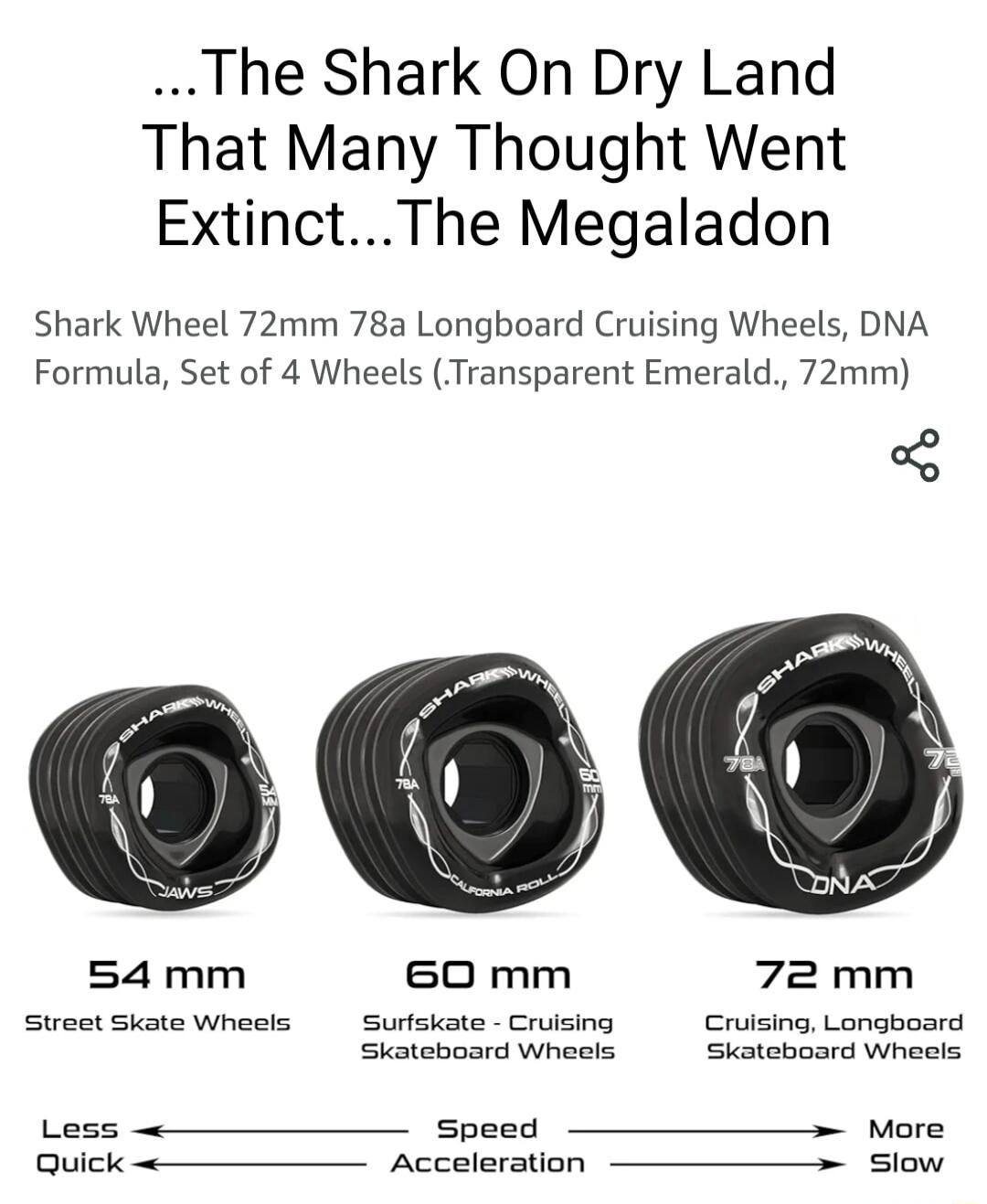 The Shark On Dry Land That Many Thought Went ExtinctThe Megaladon Shark Wheel 72mm 78a Longboard Cruising Wheels DNA Formula Set of 4 Wheels Transparent Emerald 72mm 54 mm 60 mm 72 mm Strect Skate Wheels Surfskate Cruising Cruising Longboard Skateboard Wheels Skateboard Wheels Less Speed More Quick Acceleration Slow