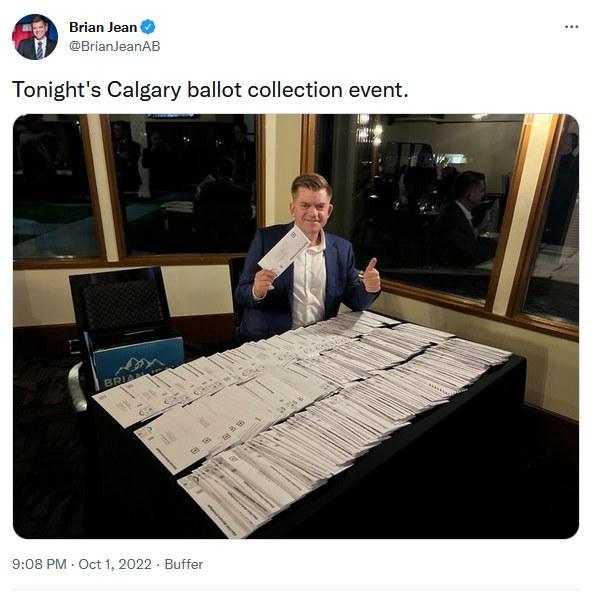 Brian Jean Tonights Calgary ballot collection event