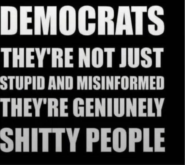 DEMOCRATS THEY'RE NOT JUST STUPID AND MISINFORMED THEY'RE GENIUNELY SHITTY PEOPLE