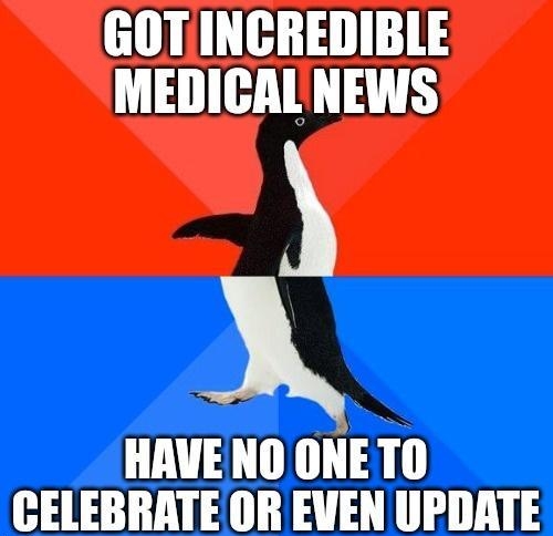 GOTINCREDIBLE MEDICAL NEWS A HAVENO ONETO CELEBRATE OR EVEN UPDATE