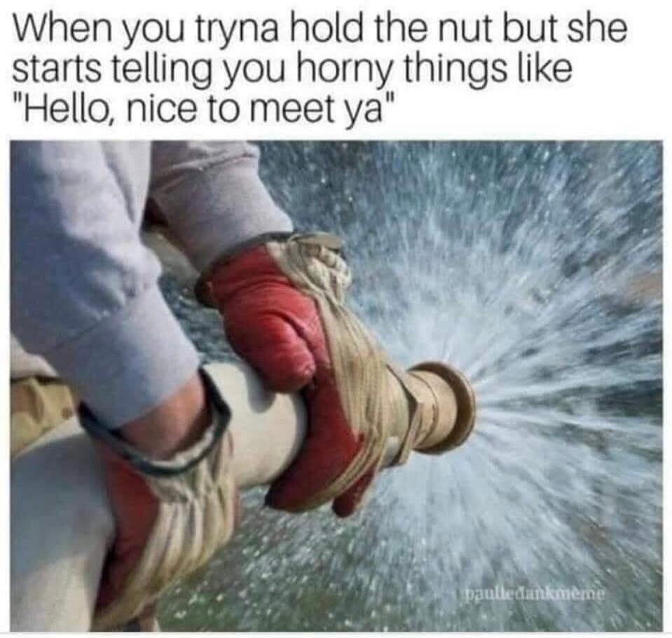 When you tryna hold the nut but she starts telling you horny things like 