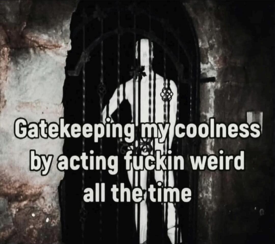 Gatekeeping my coolness by acting fuckin weird all the time