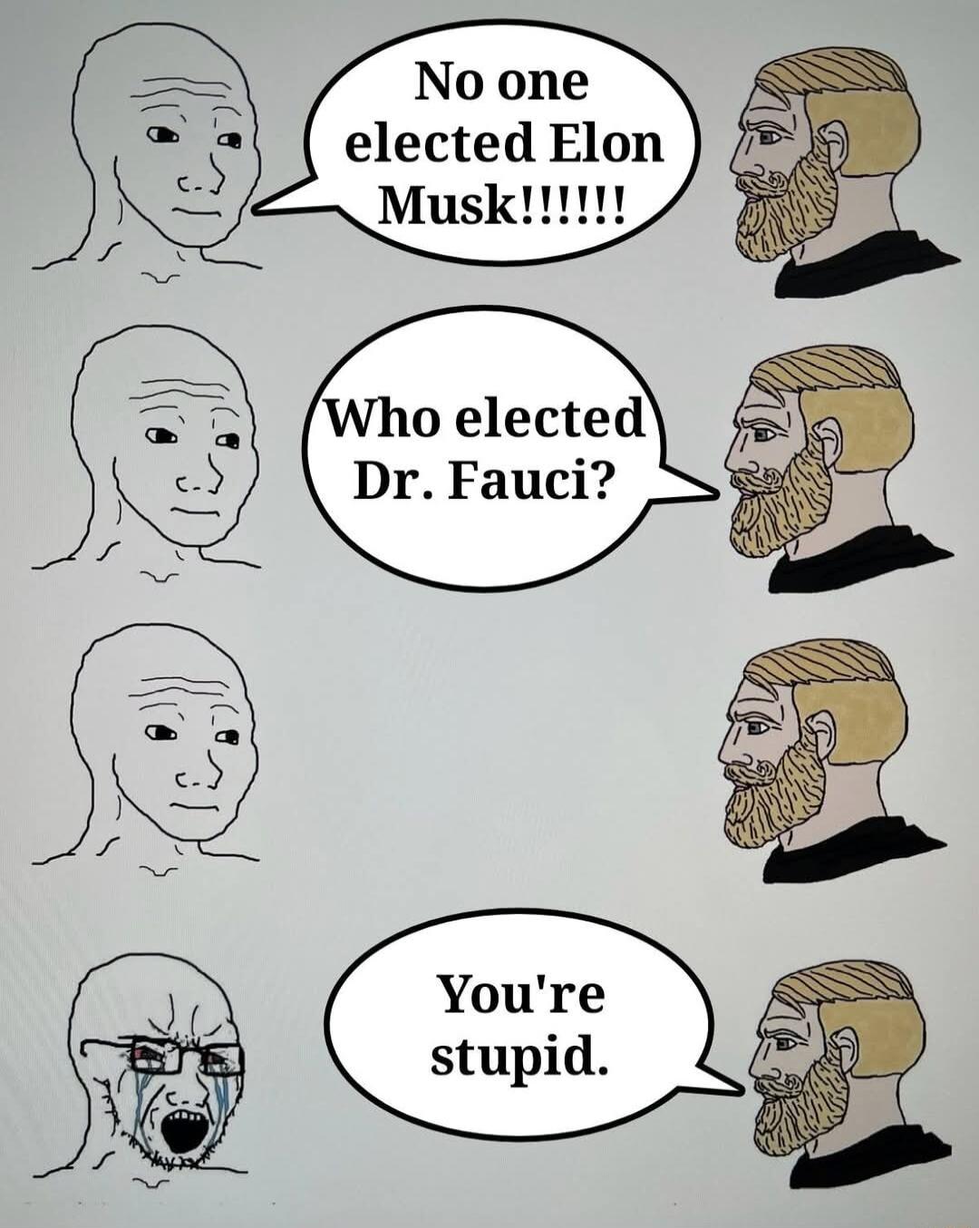 No one elected Elon Who elected Dr Fauci