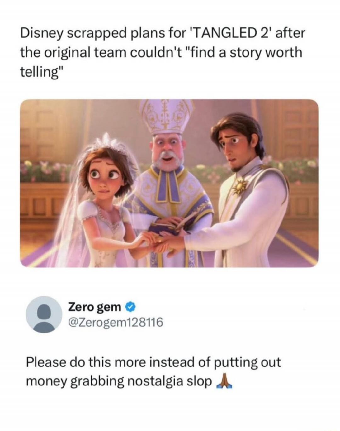 Disney scrapped plans for 'TANGLED 2' after the original team couldn't 