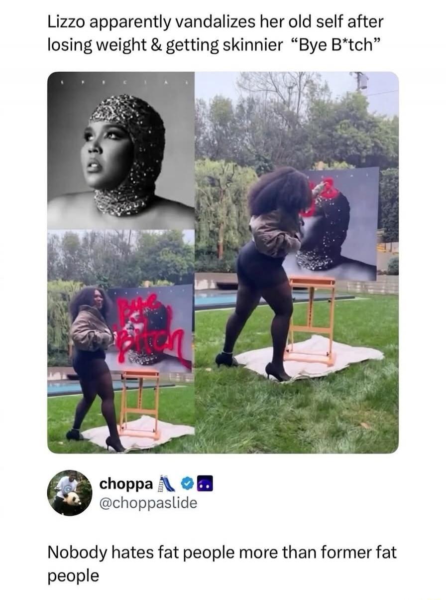 Lizzo apparently vandalizes her old self after losing weight & getting skinnier 