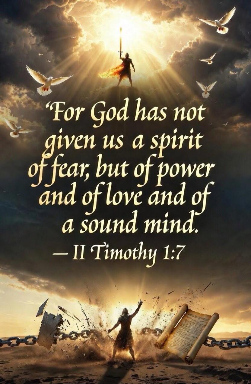 For God has not given us a spirit of fear, but of power and of love and of a sound mind. — II Timothy 1:7