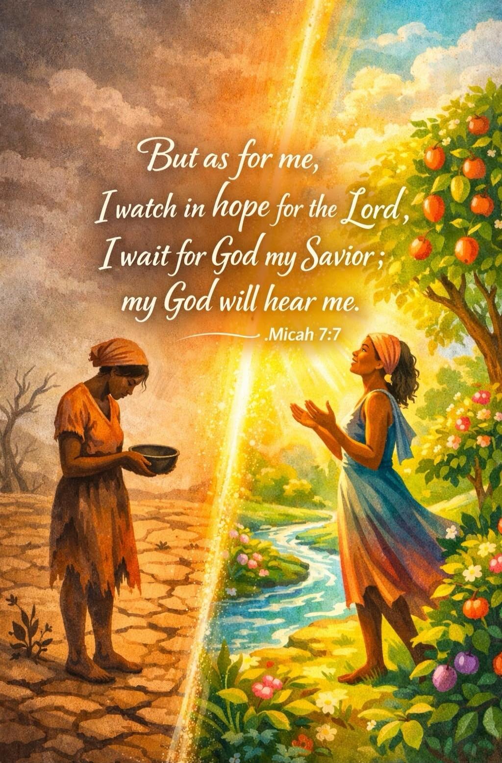 But as for me, I watch in hope for the Lord, I wait for God my Savior; my God will hear me. Micah 7:7