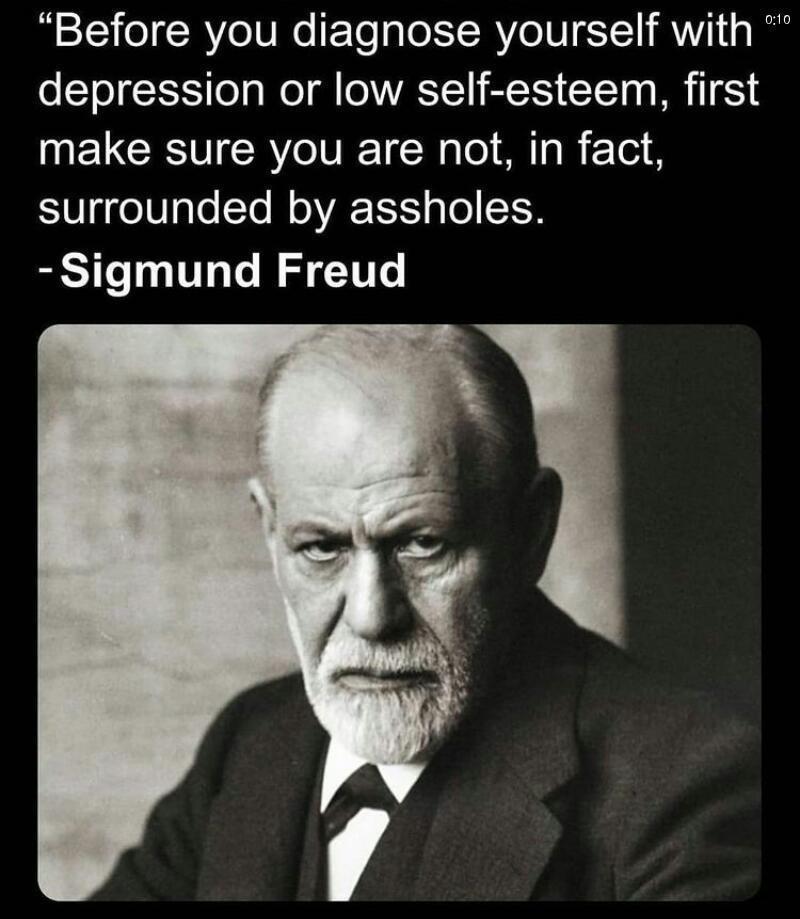 Before you diagnose yourself with eTo X o g Wol l VATT VTS Y10 R TSN make sure you are not in fact surrounded by assholes Sigmund Freud