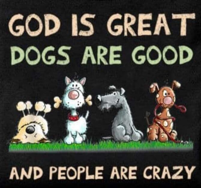 GOD IS GREAT DOGS ARE GOOD AND PEOPLE ARE CRAZY