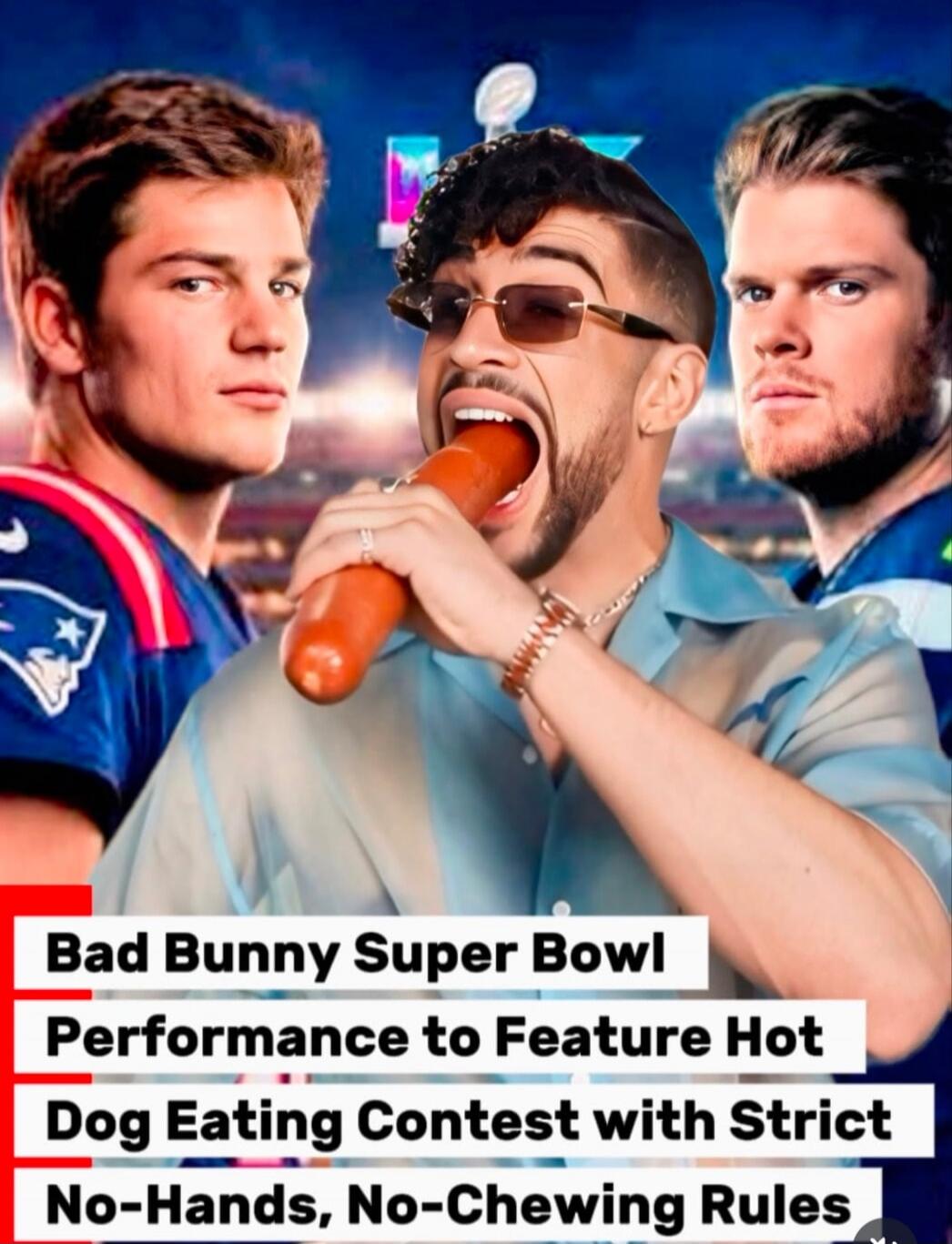 Bad Bunny Super Bowl Performance to Feature Hot Dog Eating Contest with Strict No-Hands, No-Chewing Rules