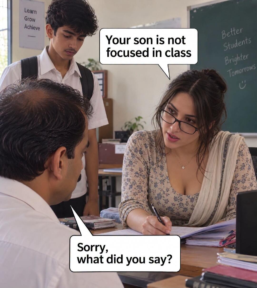 Your son is not focused in class. Sorry, what did you say? Learn Grow Achieve. Better Students Brighter Tomorrows.