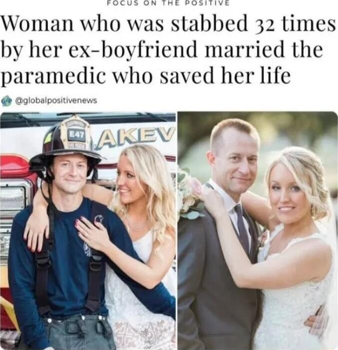 Woman who v stabbed 32 times by her ex bhoyfriend married the paramedic who saved her life