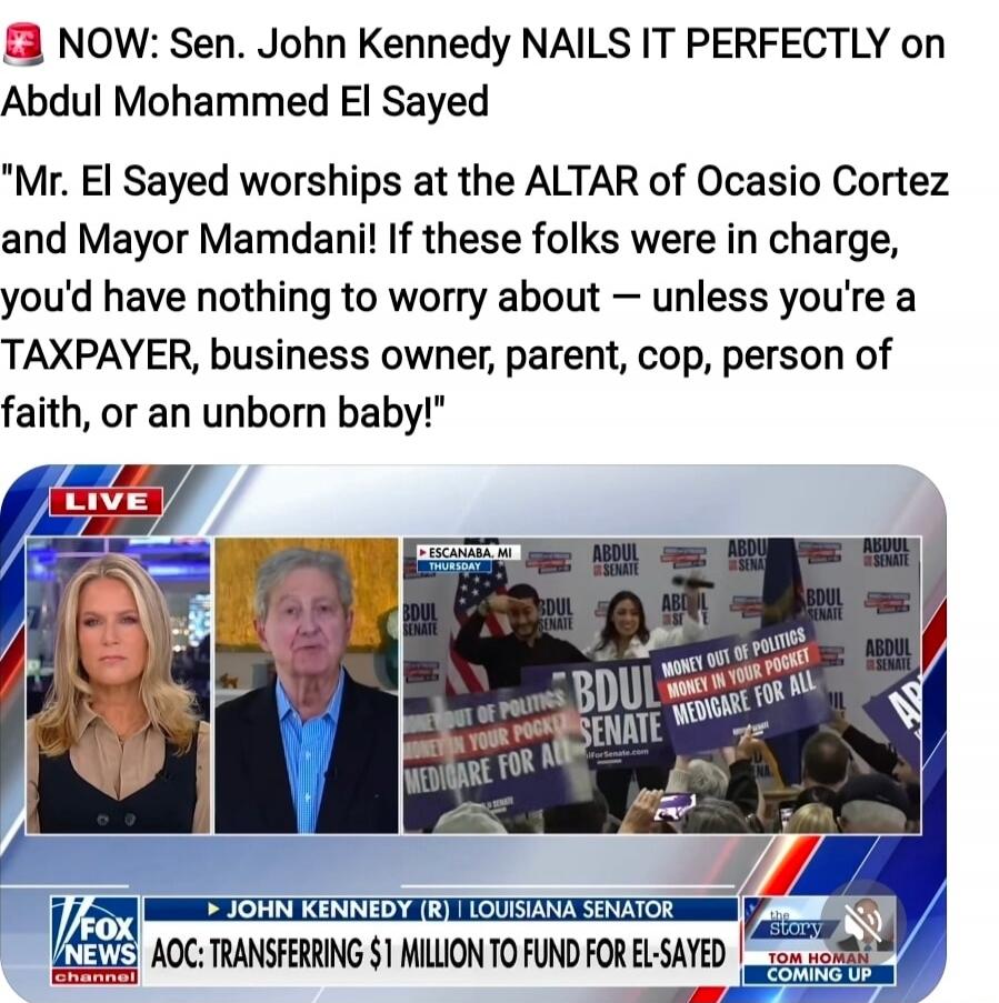 NOW: Sen. John Kennedy NAILS IT PERFECTLY on Abdul Mohammed El Sayed. 