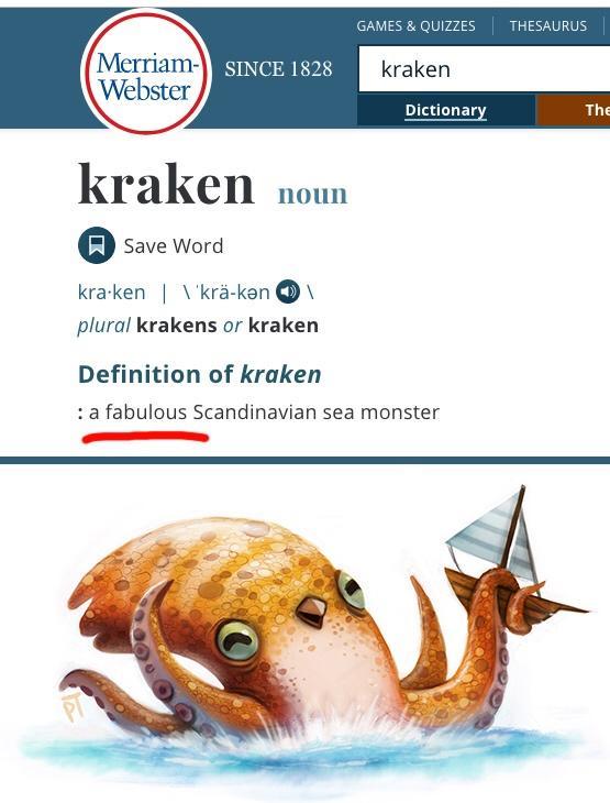 SINCE 182 Dictionary kraken noum Save Word kraken kra ken plural krakens or kraken Definition of kraken a fabulous Scandinavian sea monster