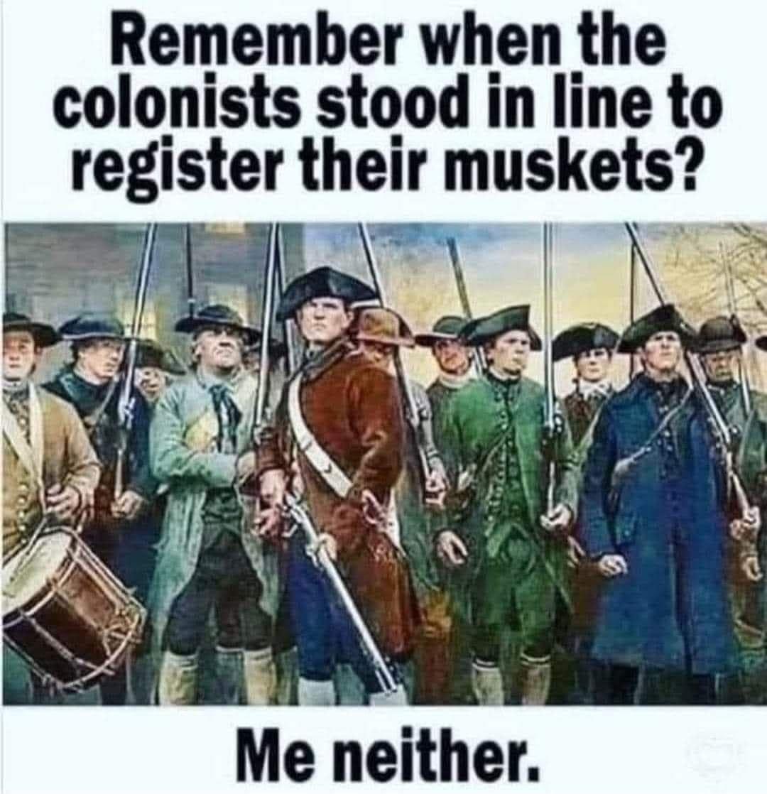 Remember when the colonists stood in line to register their muskets Ll Mene ither