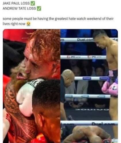 JAKE PAUL LOSS ✅ Andrew Tate LOSS ✅ some people must be having the greatest hate watch weekend of their lives right now 😱