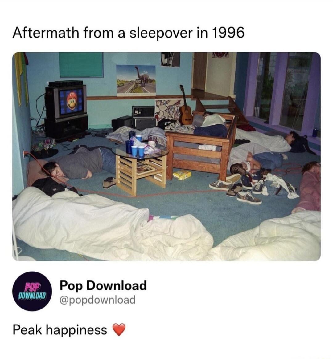 Aftermath from a sleepover in 1996 Pop Download @popdownload Peak happiness ❤️