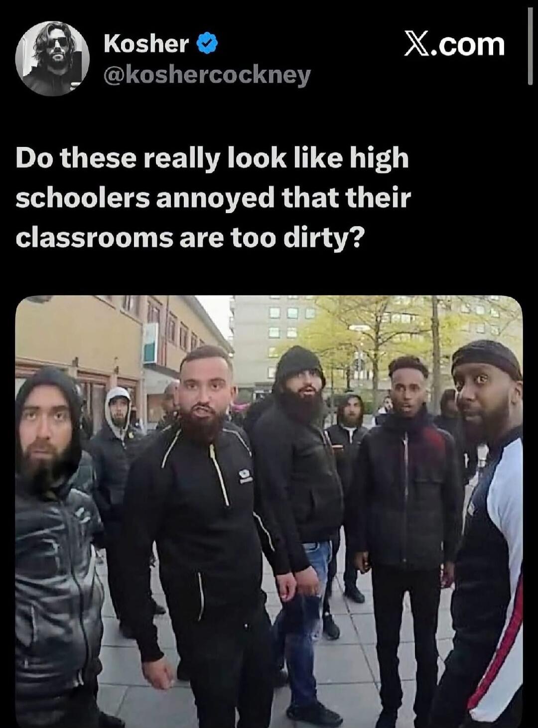 Kosher @koshercockney X.com Do these really look like high schoolers annoyed that their classrooms are too dirty?