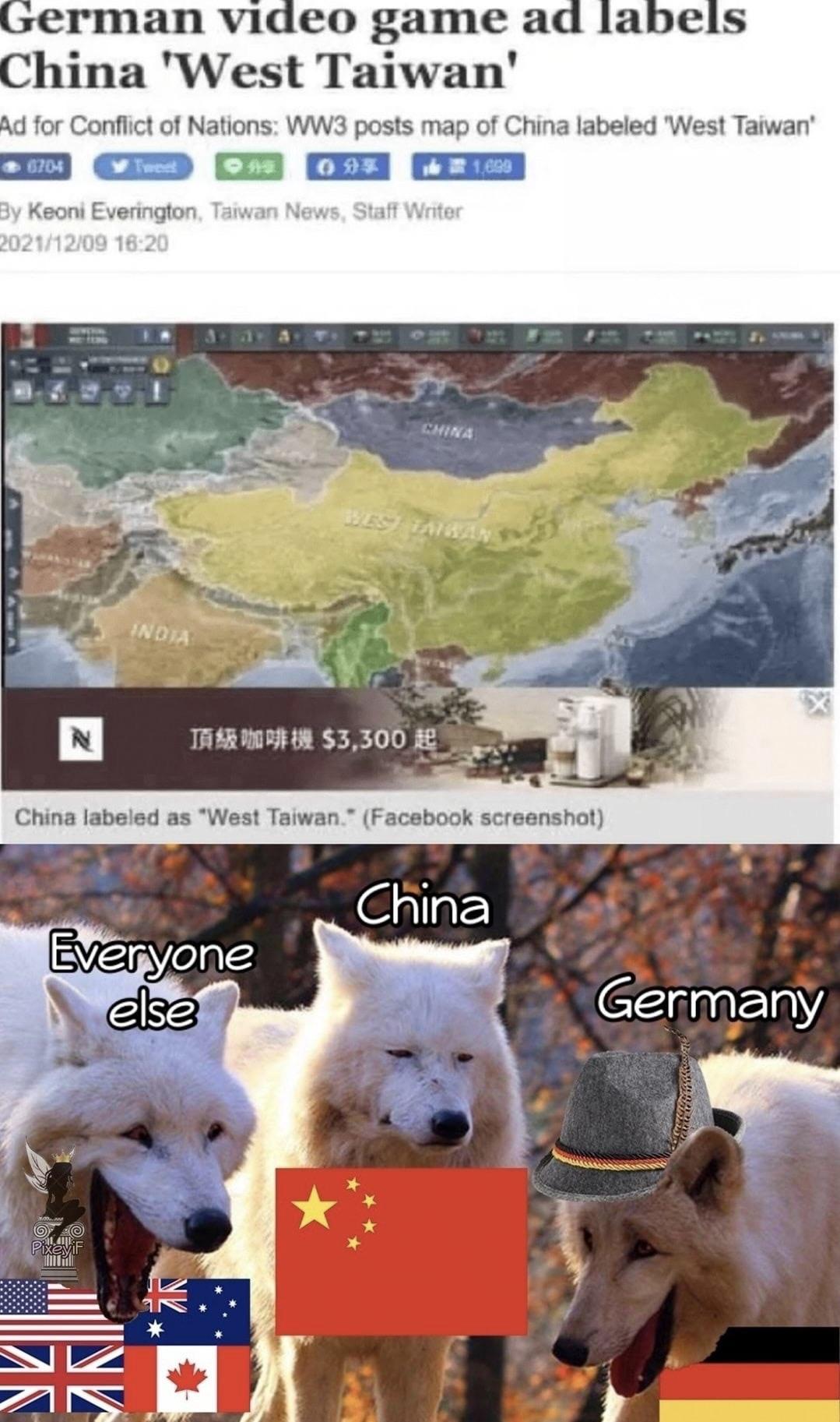 hina West Taiwan onfict of Nations WW3 hina labeled West Taiwan