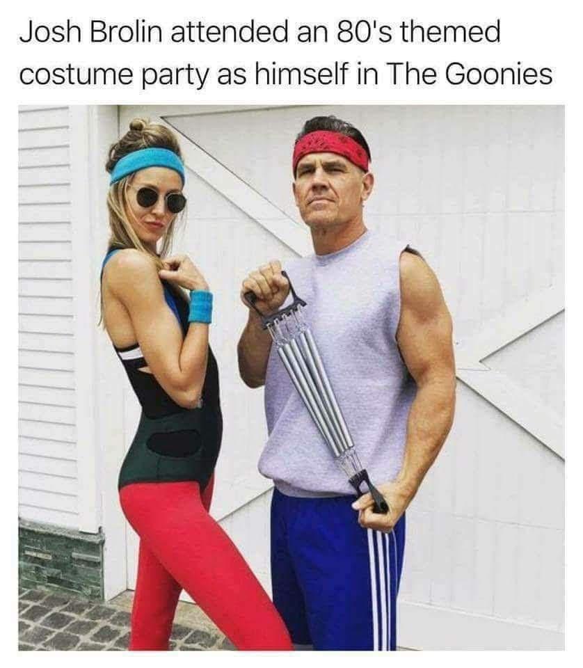 Josh Brolin attended an 80s themed costume party as himself in The Goonies