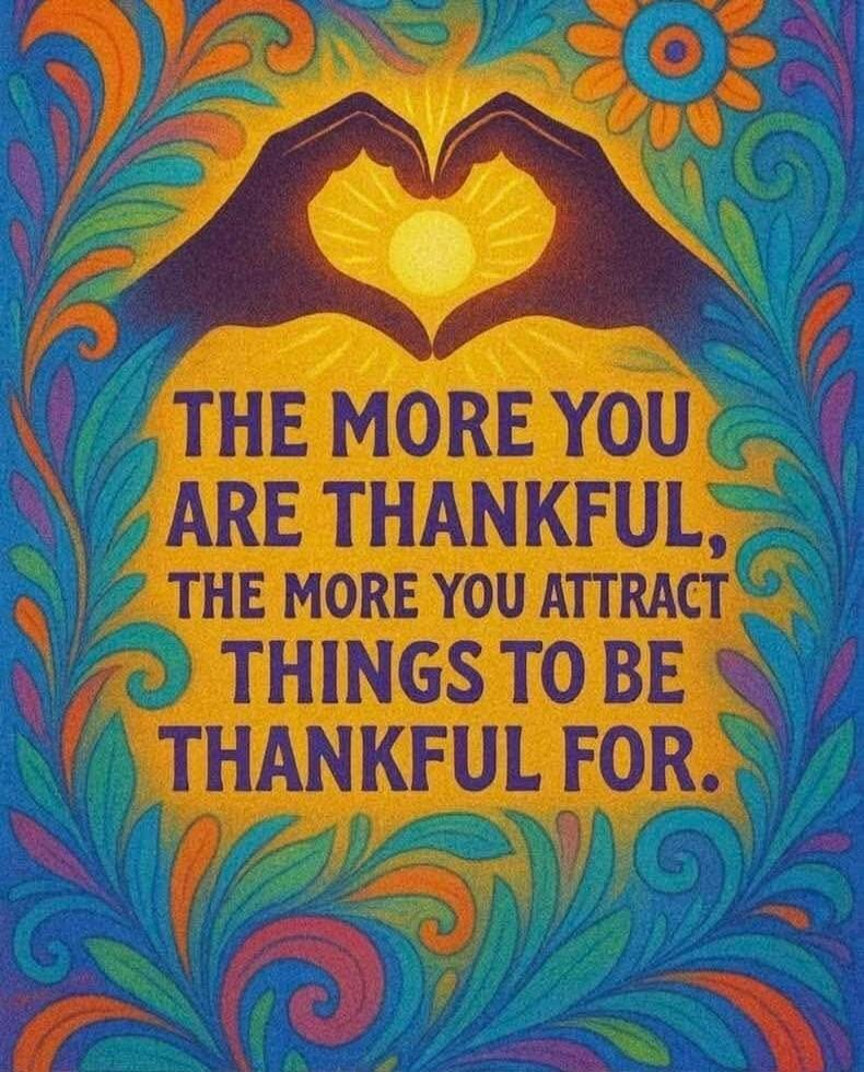 THE MORE YOU ARE THANKFUL, THE MORE YOU ATTRACT THINGS TO BE THANKFUL FOR.