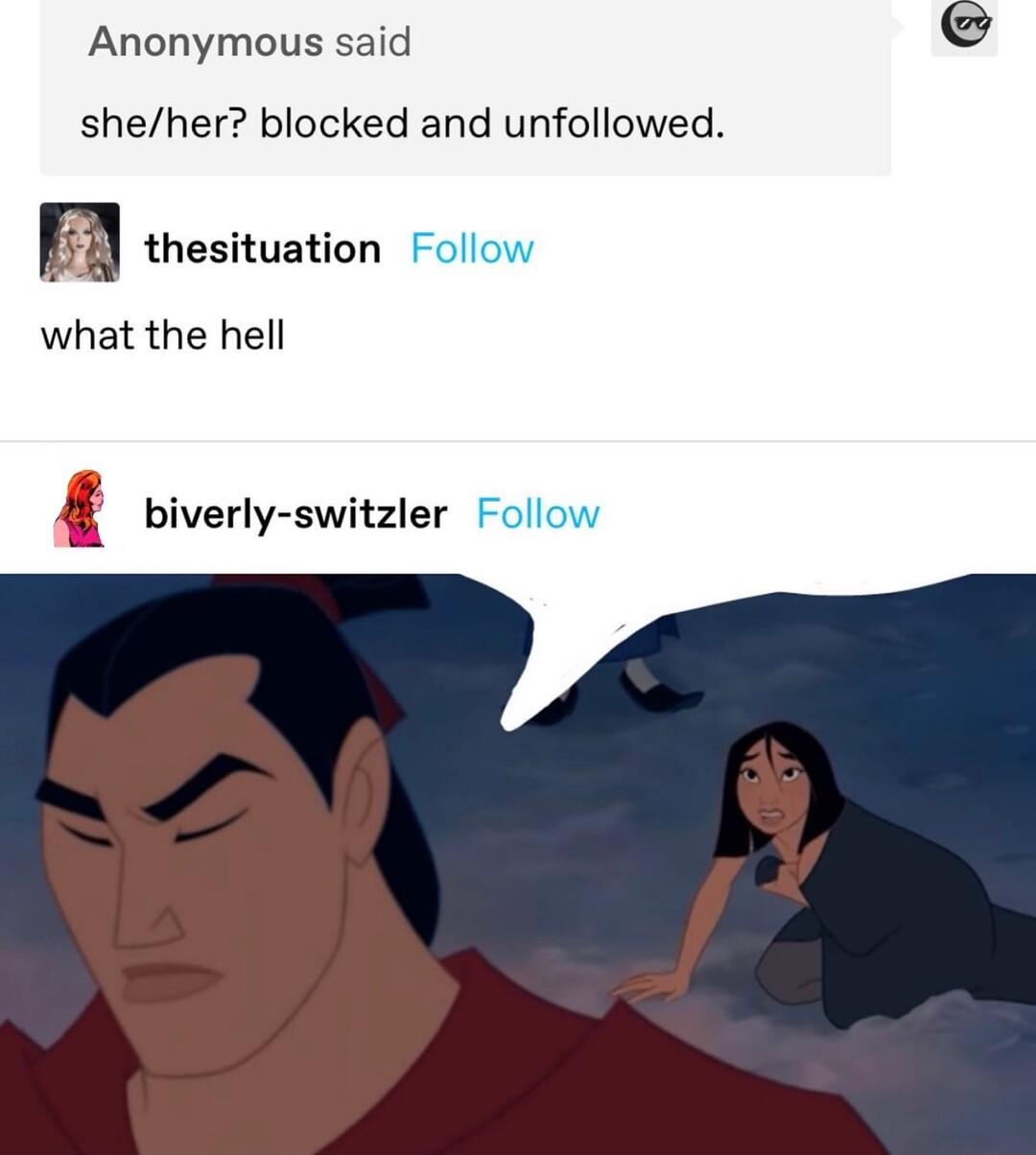 Anonymous said sheher blocked and unfollowed hesituation what the hell biverly switzler