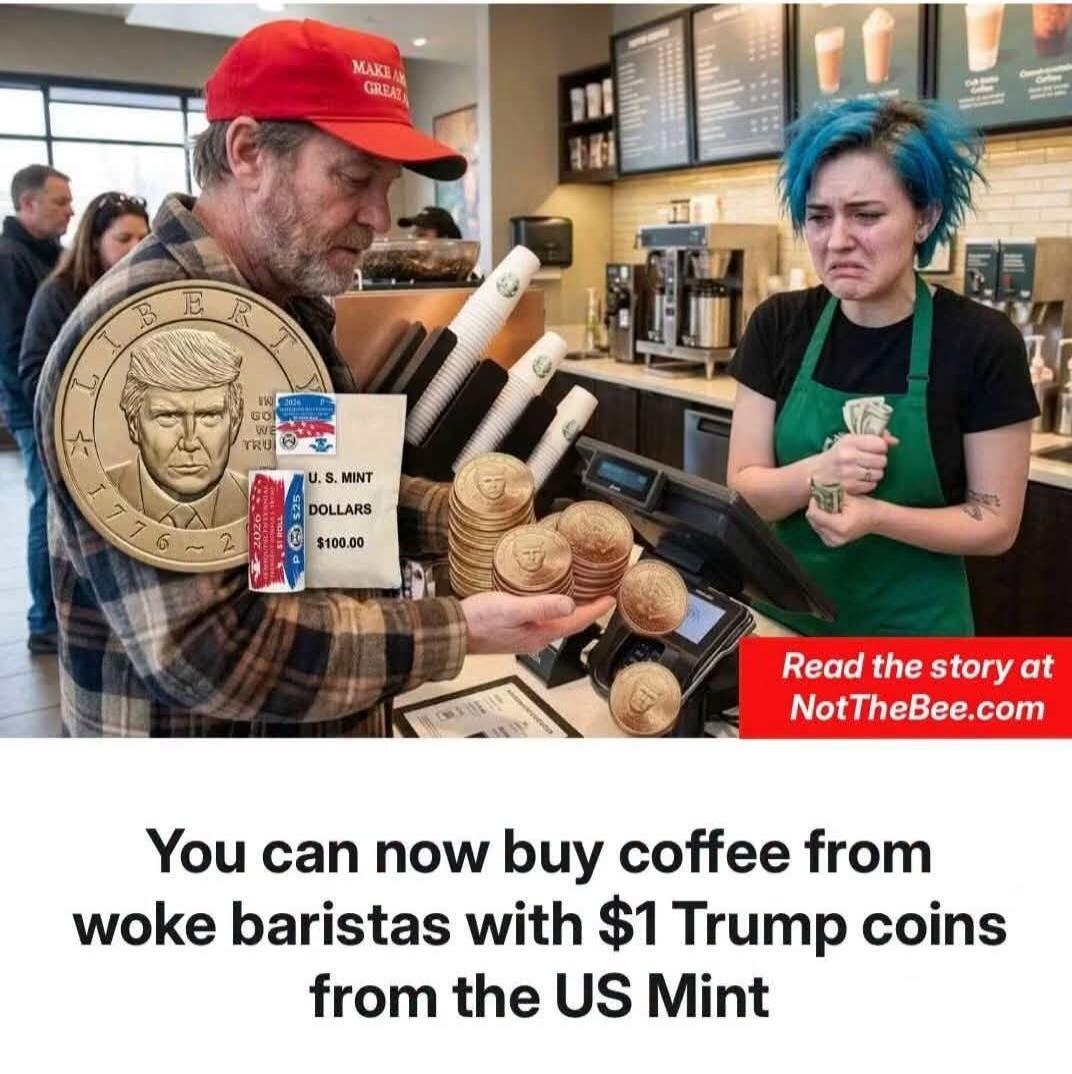 MAKE AMERICA GREAT AGAIN LIBERTY IN GOD WE TRUST 1776-2020 TRUMP U.S. MINT DOLLARS $100.00 Read the story at NotTheBee.com You can now buy coffee from woke baristas with $1 Trump coins from the US Mint