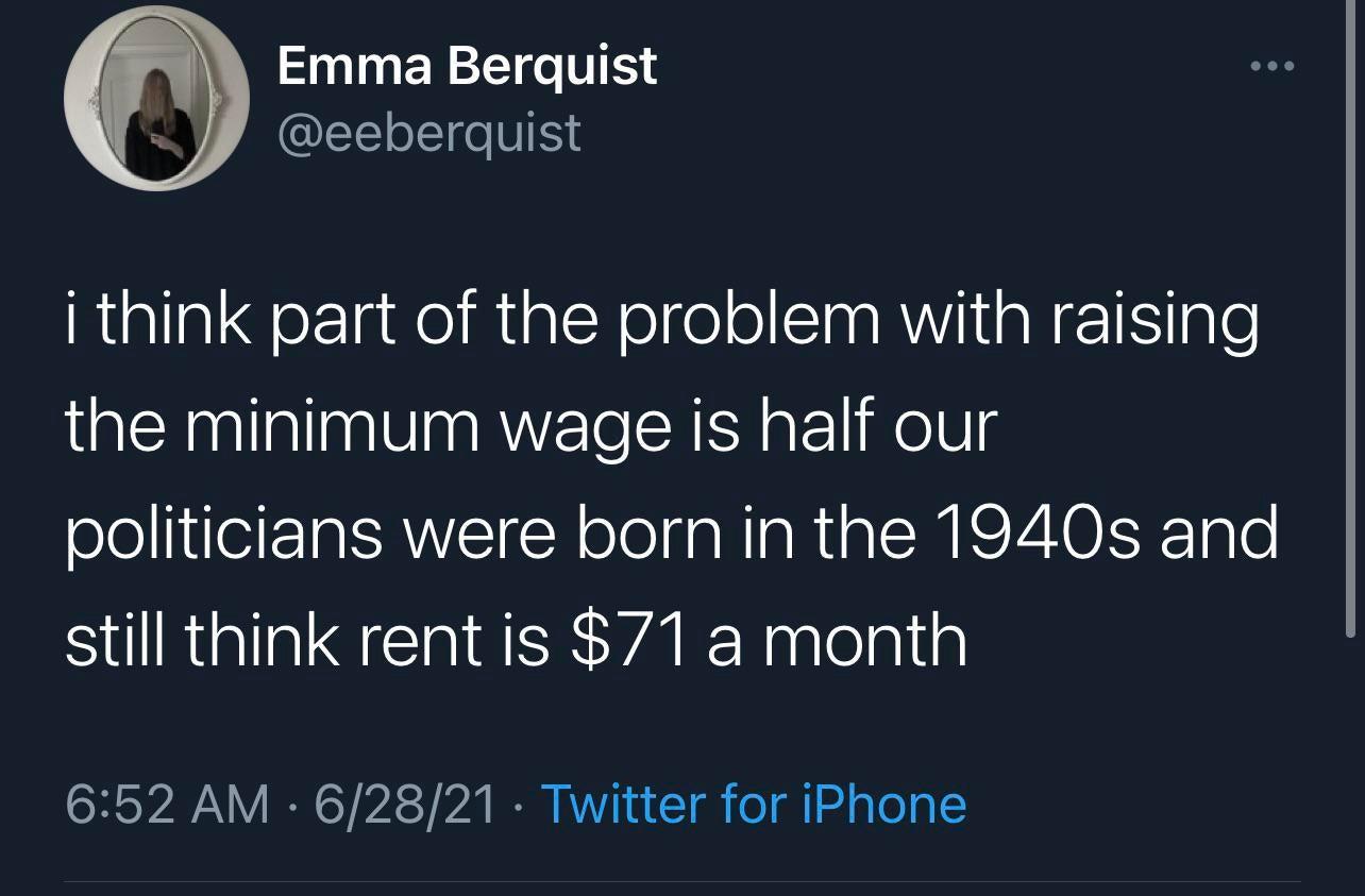 HN I ELE eeberquist RigllalqgerIngeimtalNelfel o CiaaRViiaNgFIIle the minimum wage is half our politicians were born in the 1940s and S RGISENEE VARl SR AT VAT VA N a Tah o g1 To 1