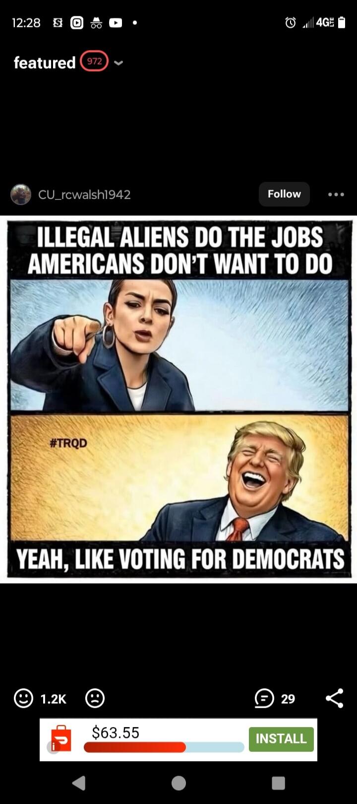 ILLEGAL ALIENS DO THE JOBS AMERICANS DON'T WANT TO DO
YEAH, LIKE VOTING FOR DEMOCRATS
#TRQD