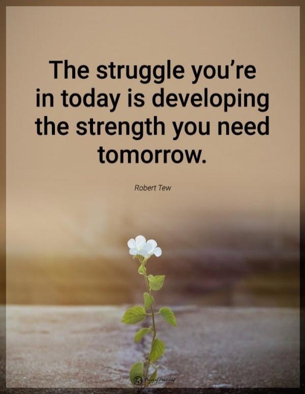 The struggle you're in today is developing the strength you need tomorrow.
Robert Tew