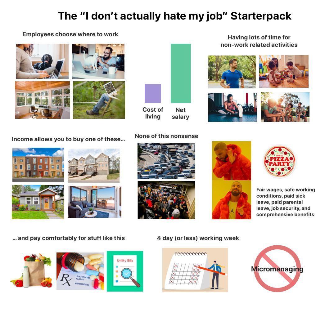 The I dont actually hate my job Starterpack