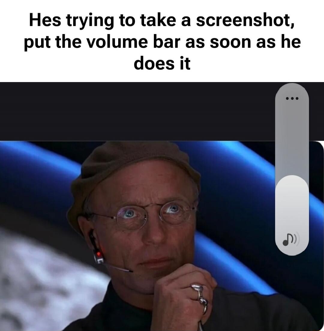 Hes trying to take a screenshot, put the volume bar as soon as he does it