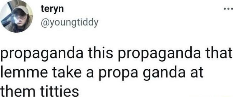 teryn youngtiddy propaganda this propaganda that lemme take a propa ganda at them titties